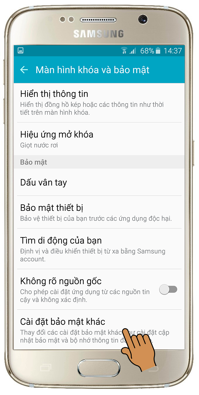 Chọn cài đặt bảo mật khác